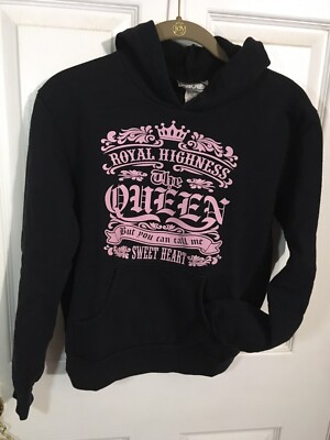 Girls Funny Slogan Graphic Print Pullover Hoodie Sweatshirt Top- Size small