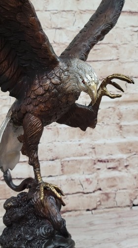 22 économies pouces Western Art pur cuivre bronze marbre mouche aigle faucon oiseau sculpture oiseau