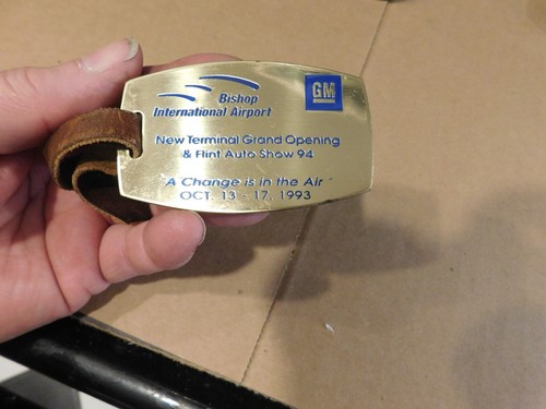 RARE BISHOP INTERNATIONAL AIRPORT FLINT MICHIGAN METAL TAG GENERAL MOTORS - Picture 2 of 4