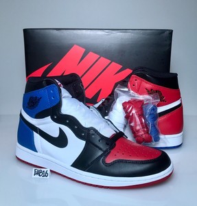 red and blue high top nikes