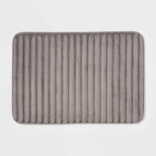 17"x24" Ribbed Cushion Foam Bath Rug Dark Gray