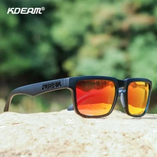 KDEAM Polarized Black Frame Red Lens Sunglasses Unisex Square Driving Goggles