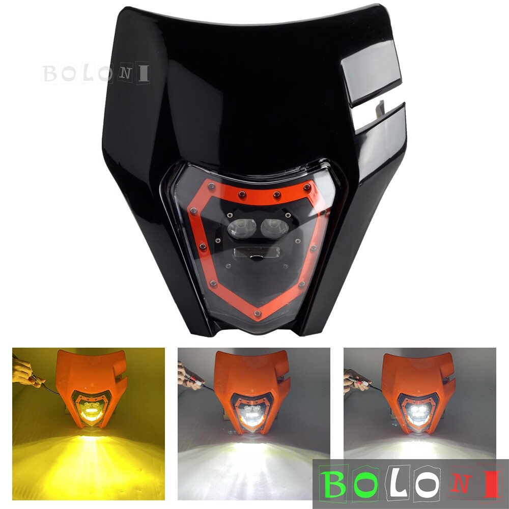 KTM ヘッドライトユニット Amazon | Ledオートバイヘッドライトハイ/ロービーム天使目drl