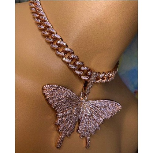 12m pink butterfly and rose gold cuban 
