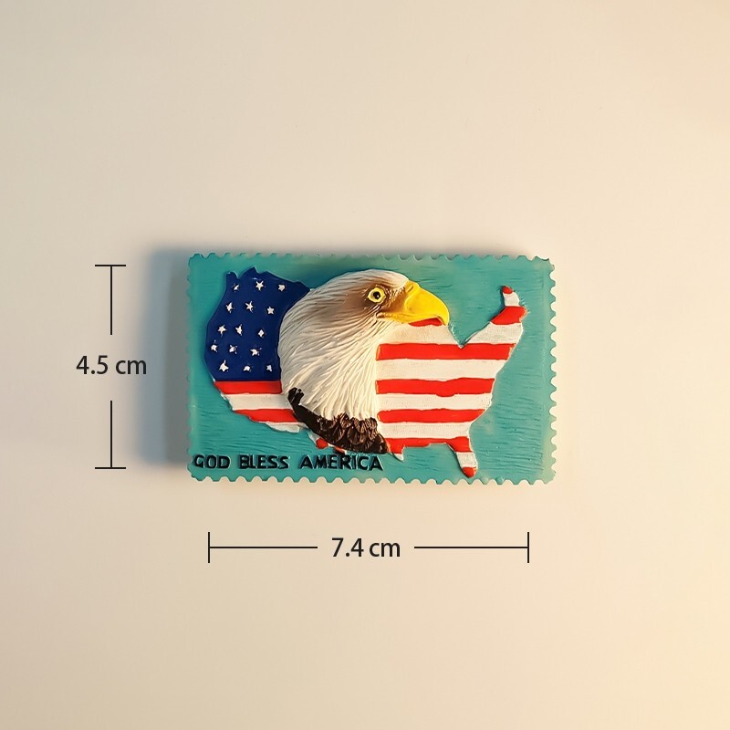 USA 3D Fridge Magnet God Bless America American Flag Bald Eagle Tourist Souvenir
