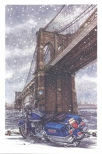 HARLEY DAVIDSON CHRISTMAS CARDS #X818 HARLEY DAVIDSON UNDER THE BRIDGE (10)