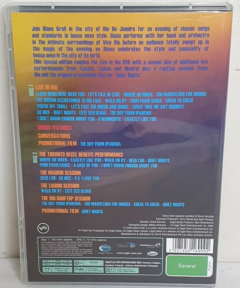 Diana Krall - Live In Rio - Special Edition 2 Disc Set (DVD) New Sealed - Image 2 of 2