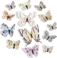 White 3D Butterfly Wall Decor 24 Pcs Reusable for Party Room