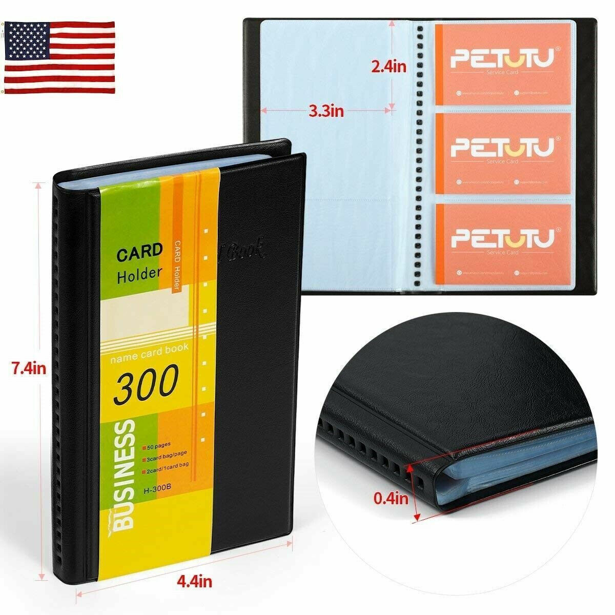 Business Name Card Organizer Book Booklet Wallet Holder PU Leather 300 Cards US