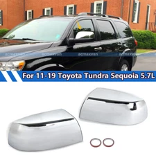 Pair Chrome Door Side Mirror Cover Caps For 2011-2019 Toyota Tundra Sequoia 5.7L