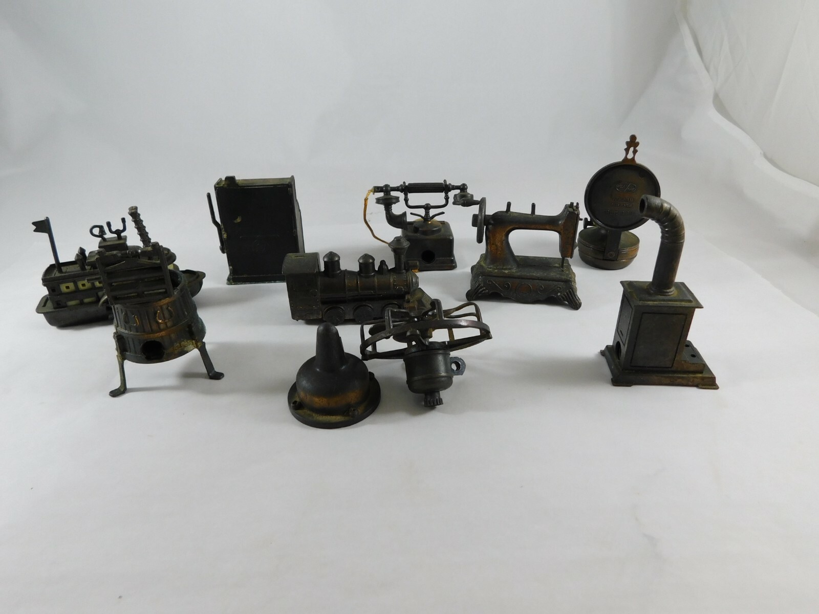 Vintage Lot 9 Miniature Die Cast Metal Pencil Sharpeners Spain Hong