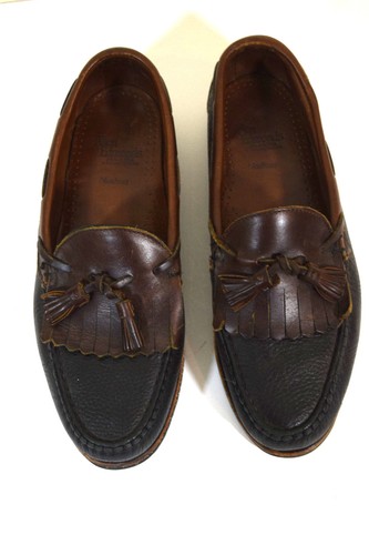Allen Edmonds Nashua Brown Black Dress Slip-On Pebbled Shoes Tassel Loafers 10 D - Picture 3 of 9