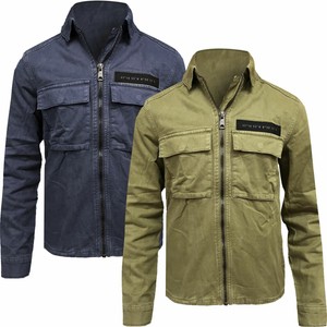 Mens Ex Zara Denim Jacket Zip Up Top Over Coat Fashion Jeans Khaki