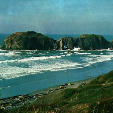 Vintage 1950s Elephant Rock Bandon Beach Ocean Postcard Oregon