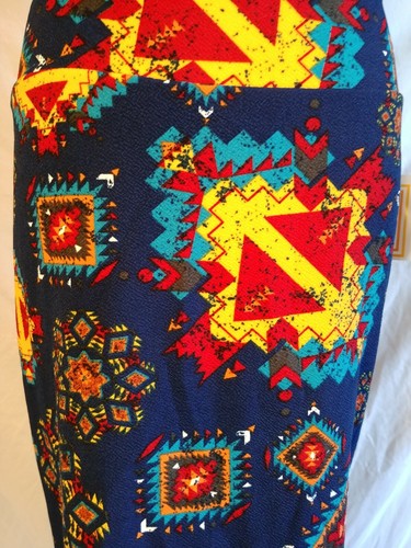 Gonna Lularoe Cassie blu modello tribale azteco multicolore nuova con etichette donna taglia XL E - Foto 2 di 5