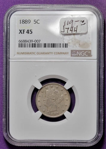 1889 Liberty Nickel.  In NGC Holder.  XF 45.   j744