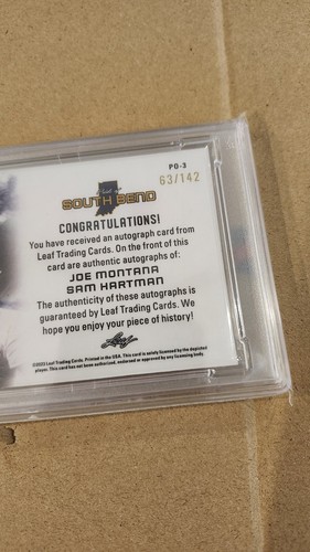 Joe Montana / Sam Hartman 2023 Leaf Pride of South Bend Dual Auto #/142 PSA 10 - Picture 6 of 6