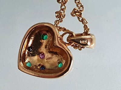 Collier Cœur Doré Années 80 - Pendentif Cœur Avec Strass Sur Chaîne En Métal Doré - Bijou Vintage