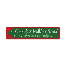 Custom Christmas Cookie Sign Personalized Cookies & Milk for Santa Wall Decor