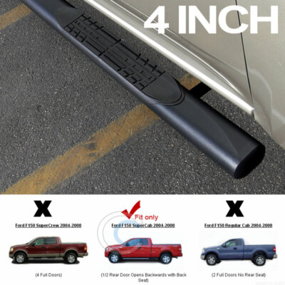 For 04-08 F150 Super/Extended 4'' Oval Matte Blk Side Step Nerf Bar Running Board