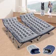 Folding Camping Bed Set of 2 With Mattress Sleeping Cot Military Bed W/Carry Bag