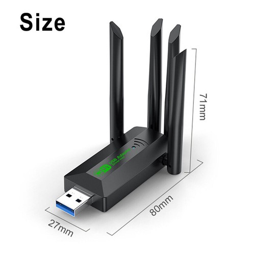 2.4G / 5G 1300Mbps Adapter Wifi WLAN USB 3.0 Bezprzewodowy klucz sprzętowy Dualband NOWY - Zdjęcie 4 z 6
