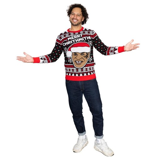 Funny Mike Tyson "Merry Chrithmith!" Ugly Christmas Sweater - Picture 8 of 8