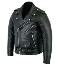 Cafe Racer Biker Leather Jacket  Black & Brow...