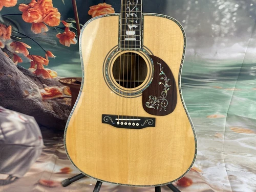 41 inch solid spruce acoustic guitar ebony fingerboard abalone inlaid US