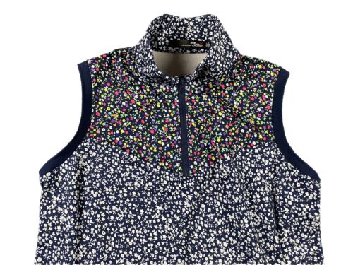 Vestido RLX Ralph Lauren Mujer M Azul Floral Logo Absorbente Rendimiento Golf Usado en Excelente Condición
