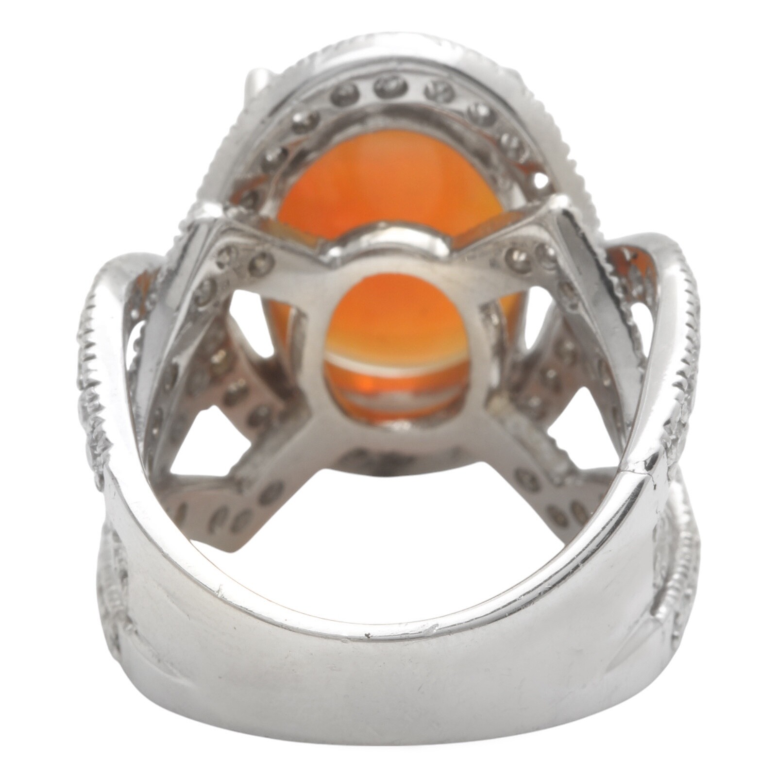 6.80Ct Natural Ethiopian Opal and Diamond 14K Solid White Gold Ring image 4