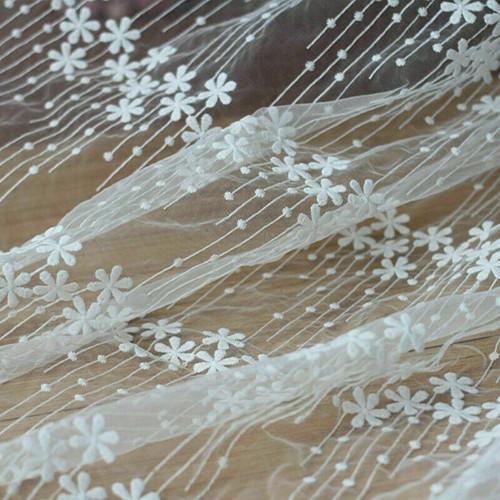 Rete pizzo fiori tessuto ricamato sartoria fai da te tenda matrimonio sposa - Foto 6 di 13