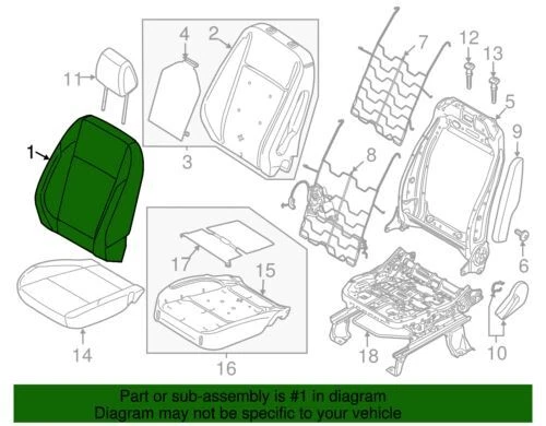 Genuine Ford Escape 2013-2014 Front Seat Cushion Cover Assembly CJ5Z-7864417-BB - Image 2 of 2