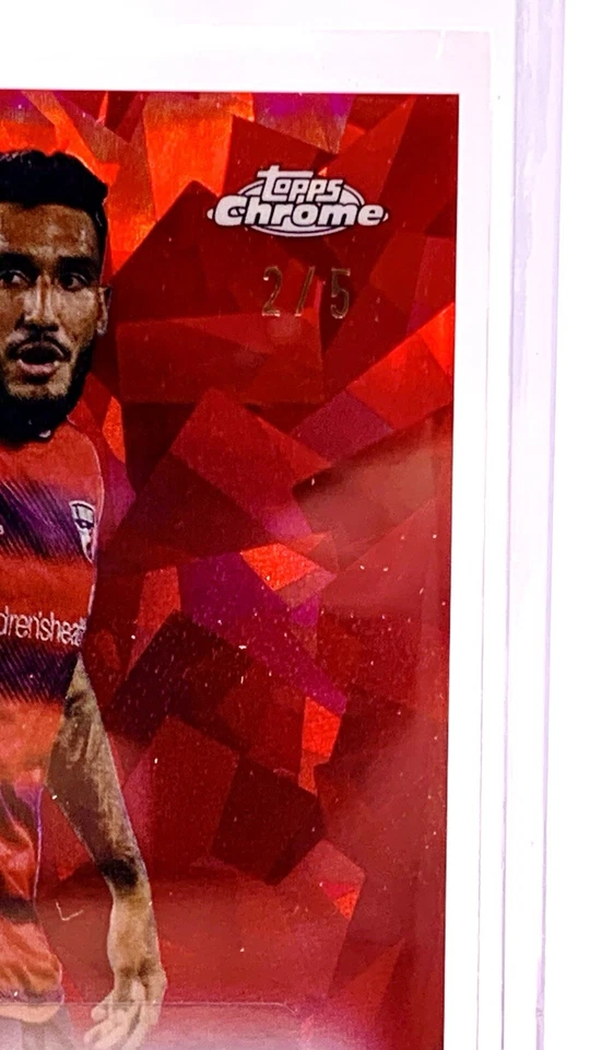 Jesus Ferreira 2024 Topps Chrome Sapphire Edition MLS Red Auto # /5 DAL SEA - Image 2 of 3