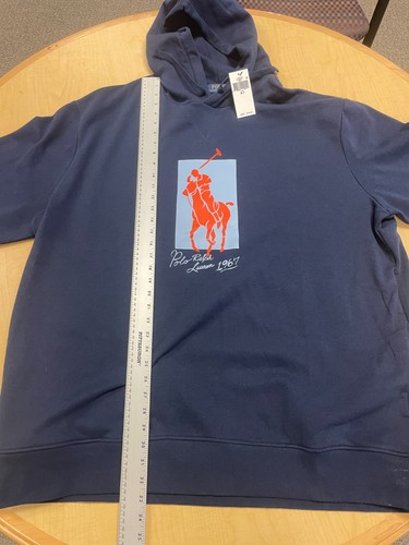 Polo Ralph Lauren Big Pony 1967 Pullover Felpa con Cappuccio Blu Uomo Taglia 3LT $148 - Foto 5 di 8