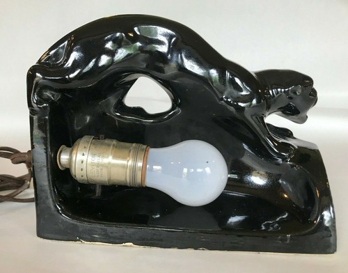 Vintage 1950's Black Panther TV Console Lamp / Planter, Ceramic - Picture 6 of 12