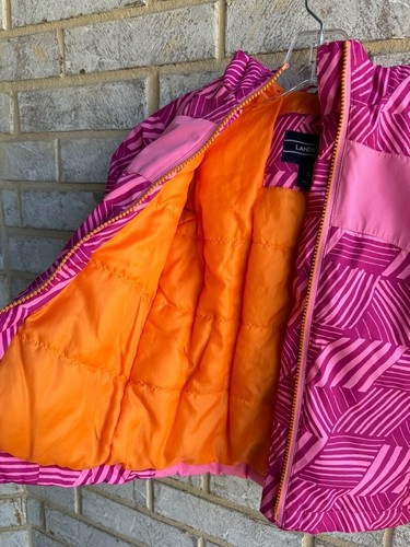 Lands' End Pink & Orange Hooded Ski Jacket Girl's Size S (4). - Picture 6 of 11
