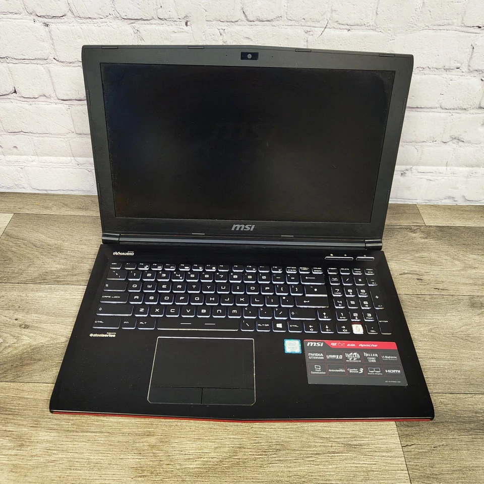 MSI GE62 Apache Gaming Laptop i7 6th Gen - Backlight Gone - For Parts - Image 2 of 4