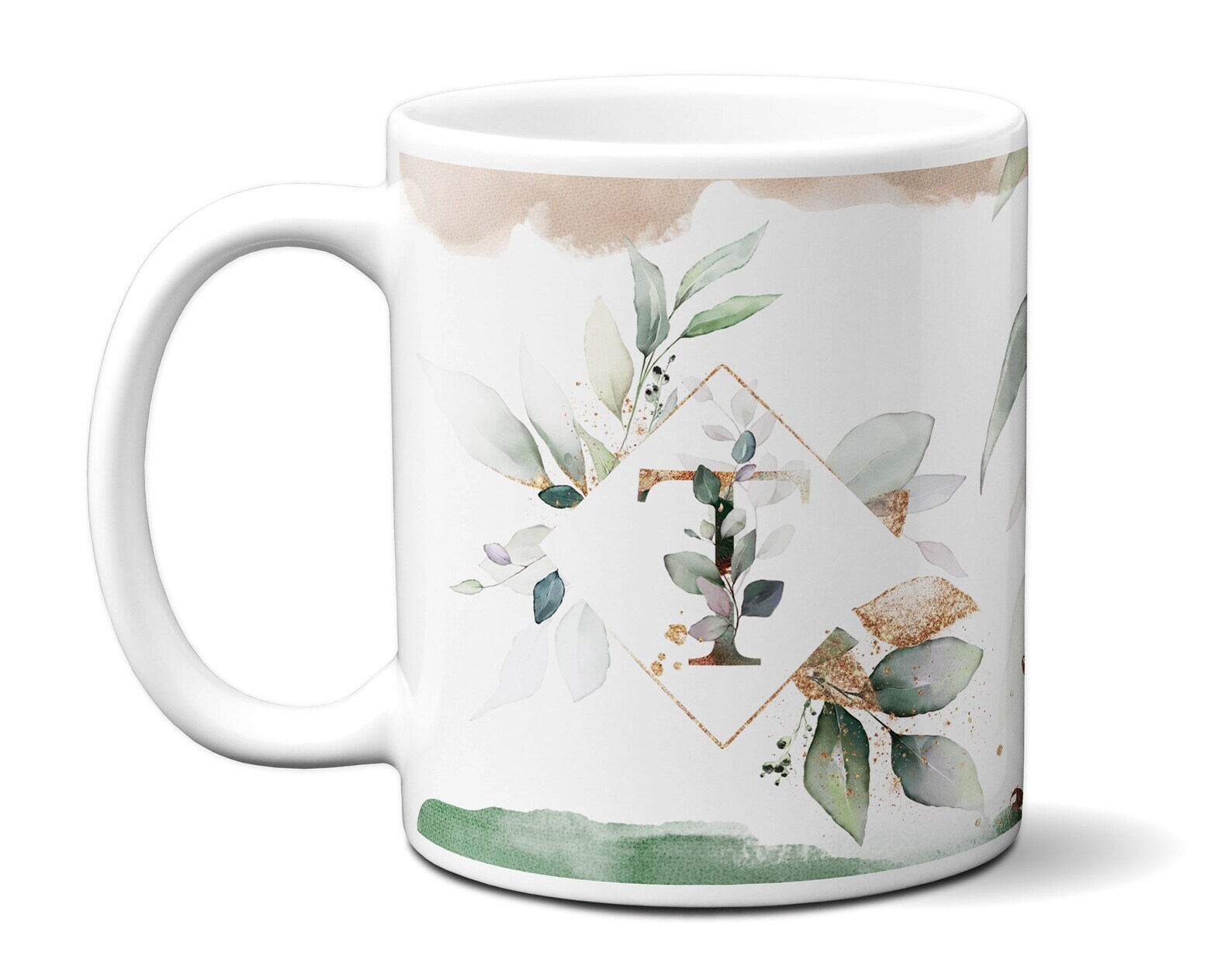 Personalized Floral Initial Mug for Coffee Tea Hot Chocolate A to Z Letters