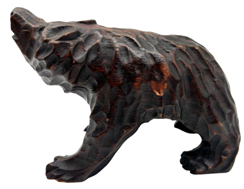 Vintage Hand Carved Brown Wood Bear Signed - Picture 6 of 8