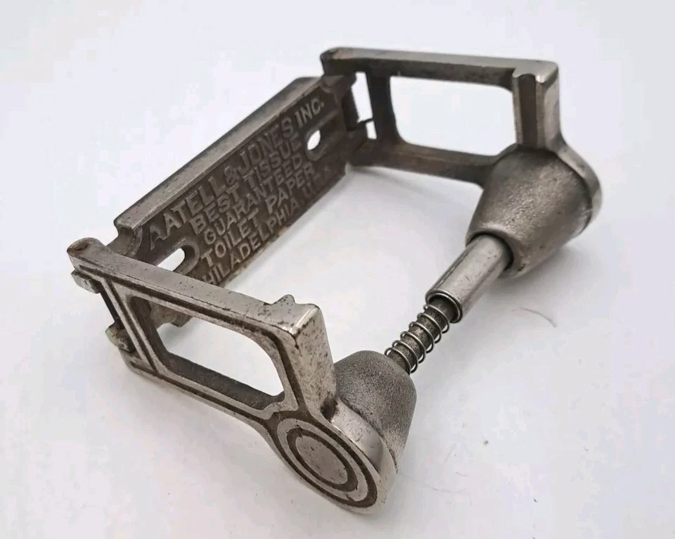 Soporte de papel higiénico antiguo/vintage AATELL & JONES PHIL soporte Art Deco Foto 3 de 4