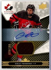 2018-19 Upper Deck Team Canada Juniors Premium #34 Cole Fonstad PATCH AUTO /199