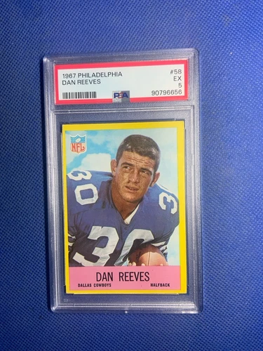 1967 Philadelphia Gum DAN REEVES Rookie Card Dallas Cowboys #58 PSA 5