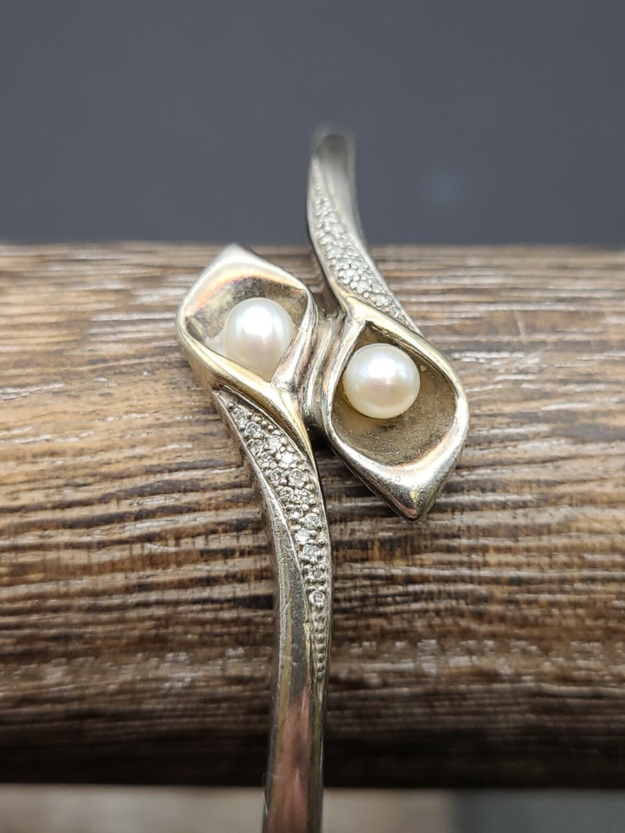 Signed RL .925 Sterling Silver & 14k Gold Peace Lily Hinged