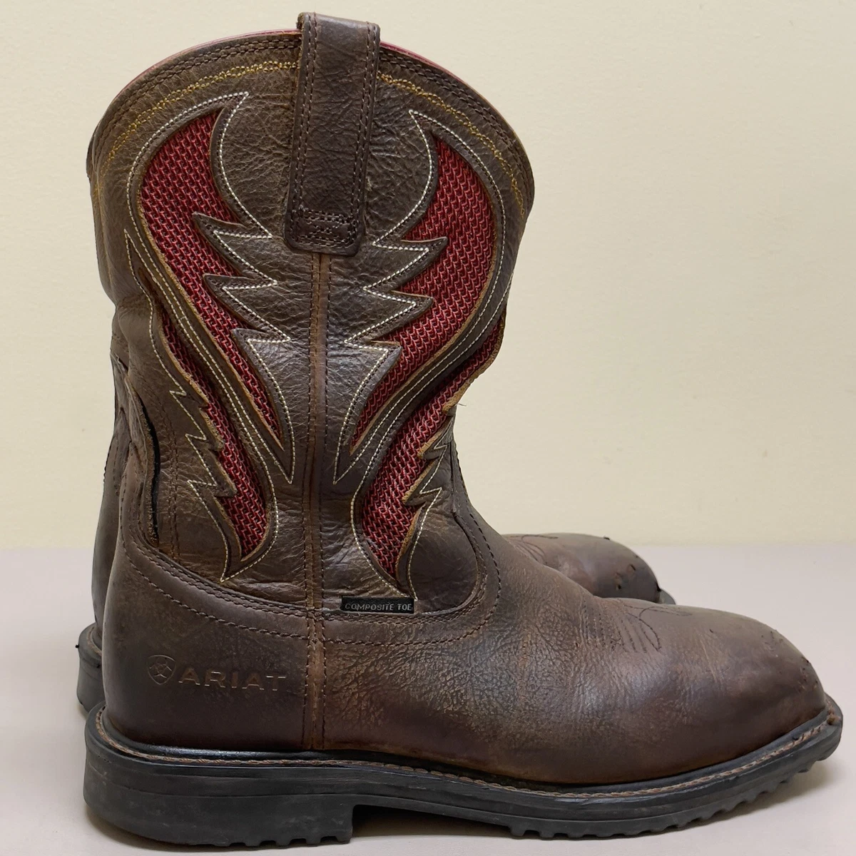 ARIAT Intrepid VentTEK Work Boots Men 10 D Brown Leather Composite Toe Pull On