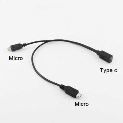 USB-C Auf 2x Mini-USB Ladekabel – 30 Cm, 5V/3A, 2 Stück