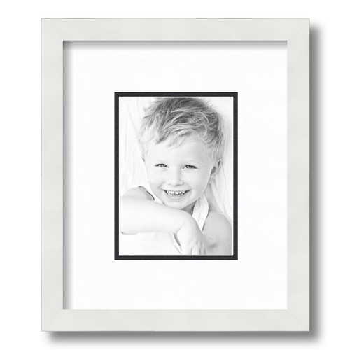 ArtToFrames Matted 9x11 White Picture Frame with 2" Double Mat, 5x7