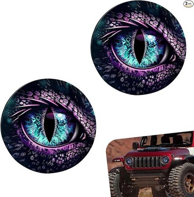 2-Piece 3D Beast Eyes Headlight Decals, Round Headlamp Sticker f Color: Purple