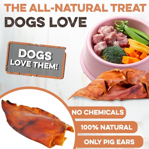 100% Natural Whole Pig Ear Dog Treat - 12 Pack Our Healthy Pig Ears Are Easy ... - Imagen 2 de 7