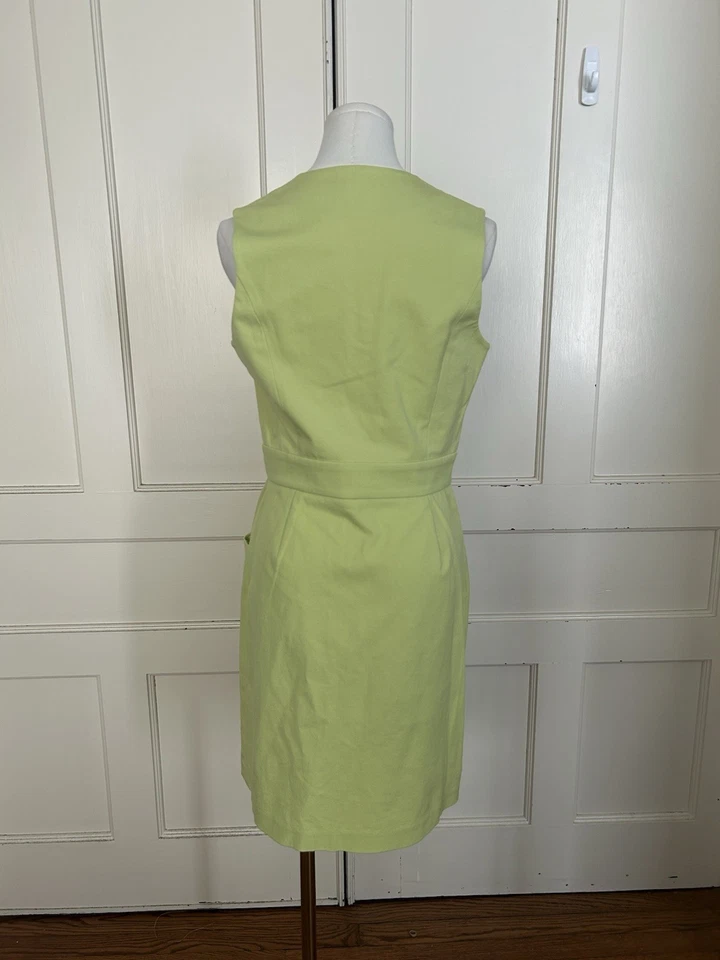 Vestido Vaina J. McLaughlin Cremallera Frontal Para Mujer Talla 6 Verde Clásico Preppy Foto 2 de 4